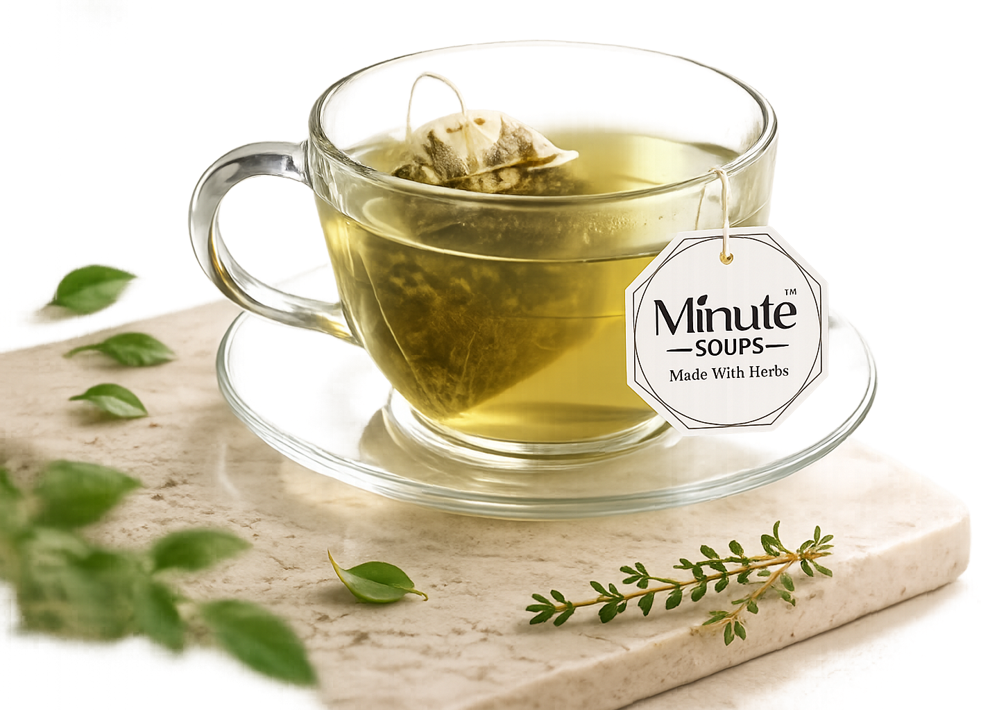 Minute Soups in a glass cup — Made With Herbs