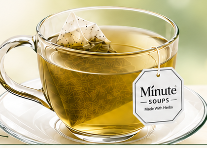 A cup of Minute Soups herbal tea