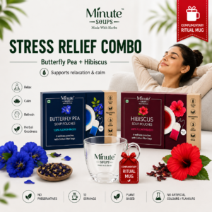 Minute Soups Butterfly Pea & Hibiscus Combo | Stress Relief Herbal Dip Soup