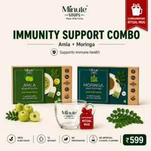 Minute Soups Amla & Moringa Combo | Immunity Support Herbal Dip Soup | 12 Packets | Rich in Vitamin C & Nutrients | No Preservatives