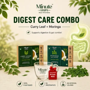 Minute Soups Curry Leaves & Moringa Combo | Digest Care Herbal Dip Soup | 12 Packets | Supports Digestion & Gut Health | No Preservatives