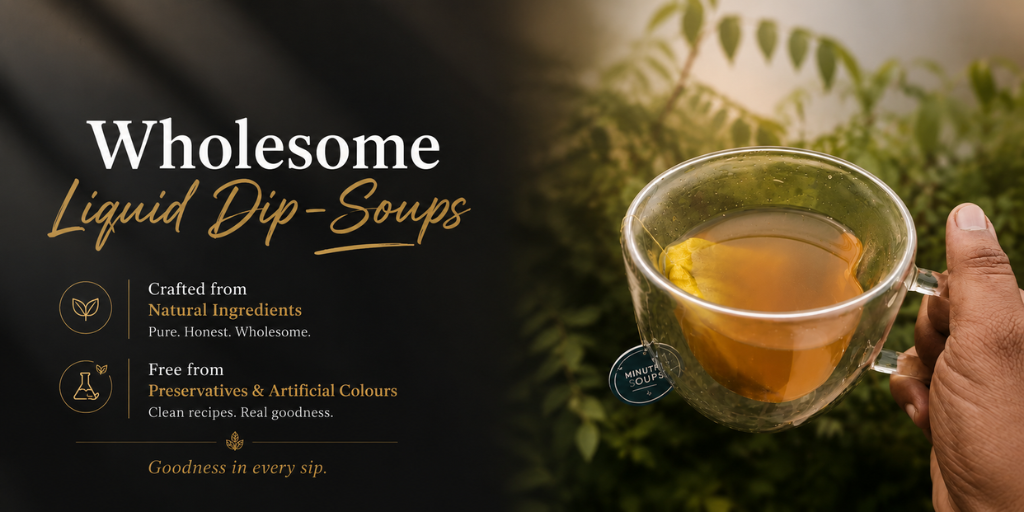 "Herbal Dip Soup vs Instant Soup Packets comparison by MinuteSoups featuring real herbs, cotton dip bags, and clean ingredients."